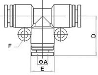 Compact Union Tee one touch tube fittings, Compact Push To Connect Fittings, Miniature Pneumatic Fittings, Air Fittings, one touch tube fittings, Pneumatic Fitting, Nickel Plated Brass Push in Fittings.